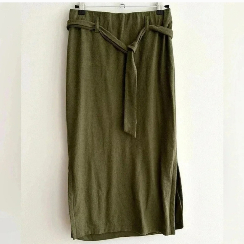 Every Womens Rayon Blend Green Tie Waist Midi Skirt Size X-Small